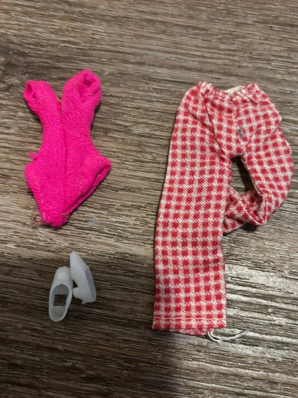 Topper Dawn doll clothes Pink Bathing suit w/gingham pants